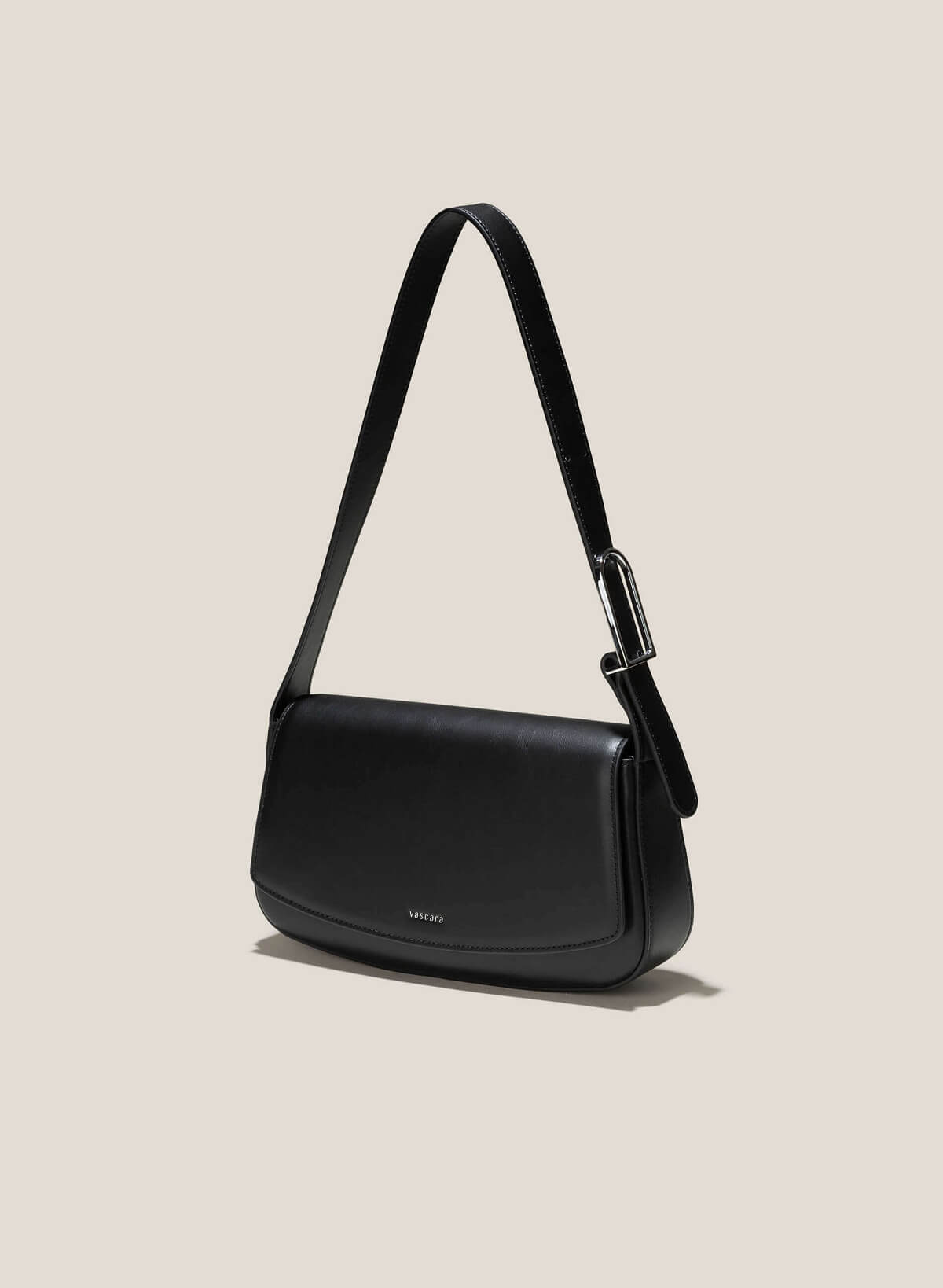 Metal Lock Décor Leather Shoulder Bag - MES 0242 - Black - vascara.com