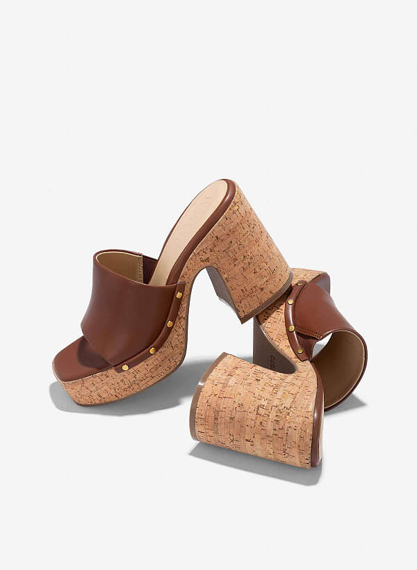 Platform Mules - WED 0057 - Dark Brown - VASCARA