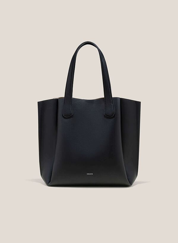 Pleated Oversized Tote Bag - TTE 0131 - Black