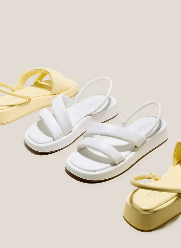 Puffed Strap Chunky Sandals - SDL 0337 - White - VASCARA