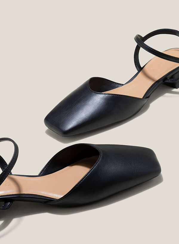 Square Toe Back-Strap Pums - HIG 0608 - Black - VASCARA