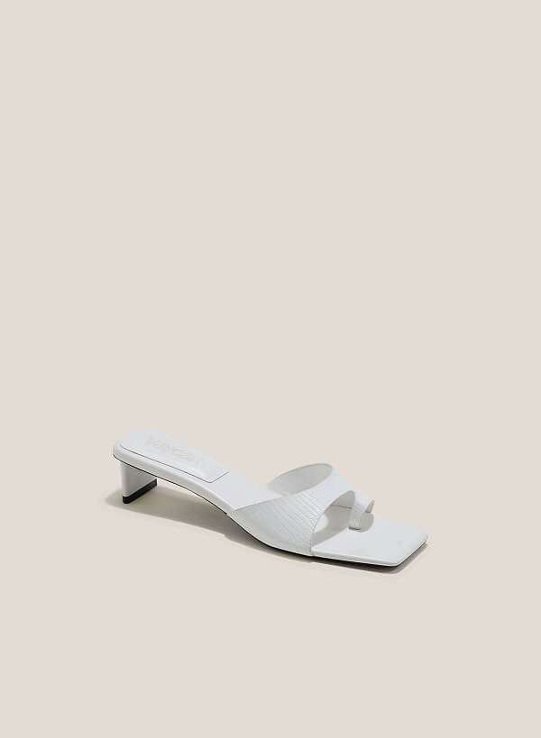Square Toe Slide Mules - MUL 0197 - White - VASCARA