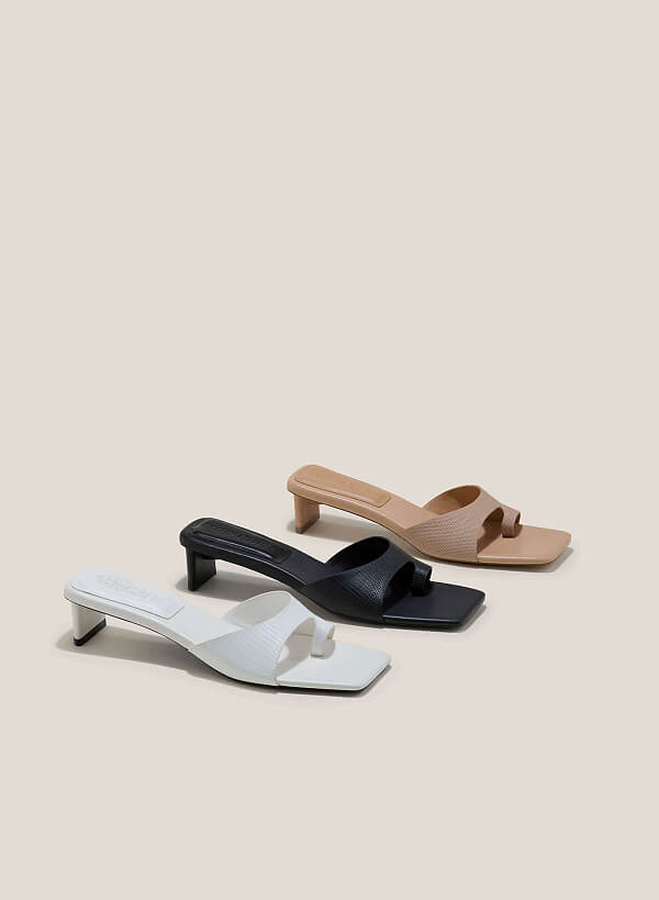 Square Toe Slide Mules - MUL 0197 - White - VASCARA
