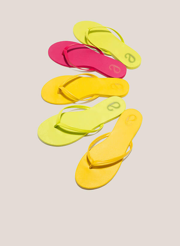Festive Colored Flip Flops - FLI 0196 - Yellow - VASCARA