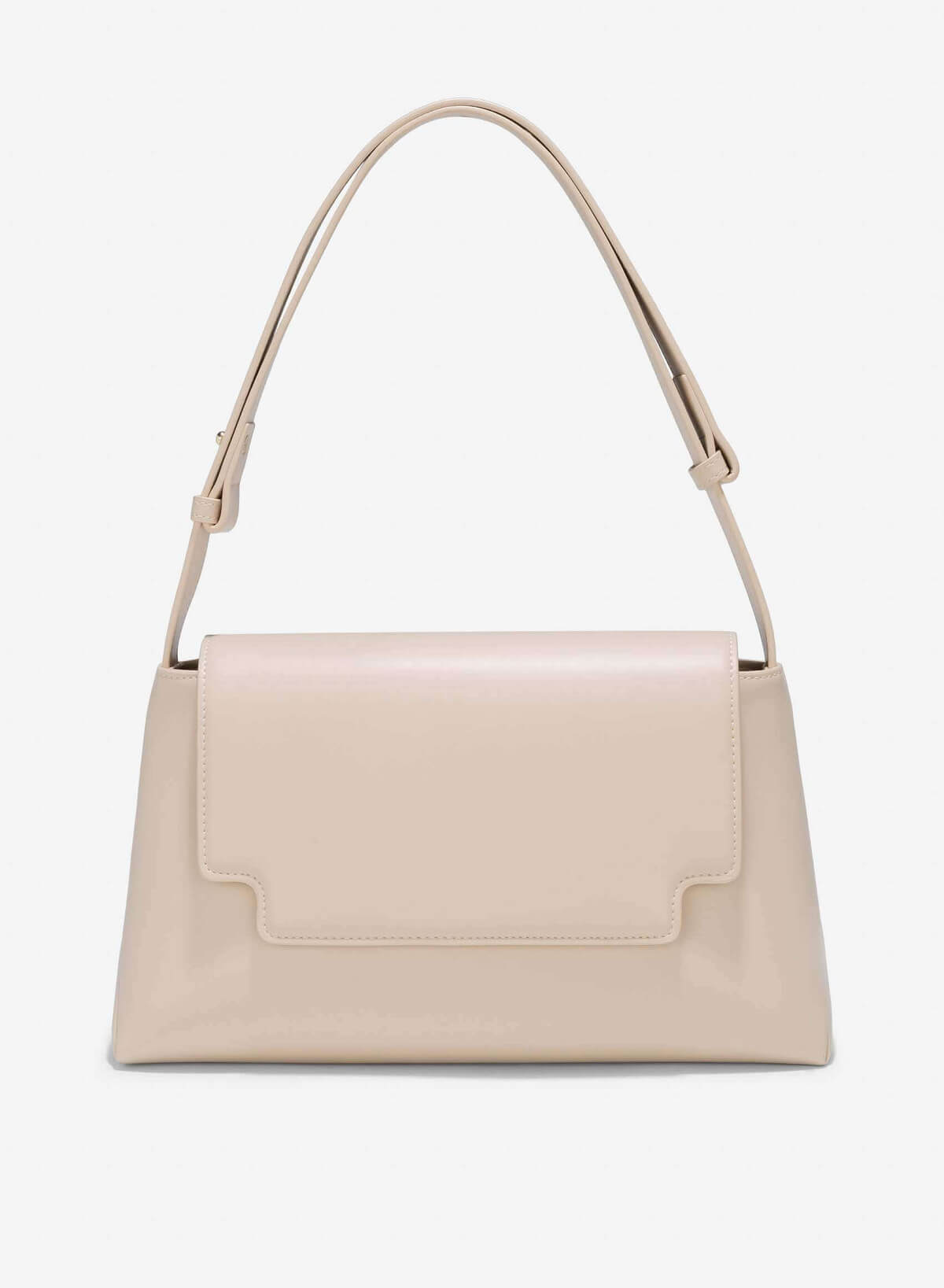 Flap Trapezoid-Shaped Handbag - SAC 0327 - Cream - VASCARA