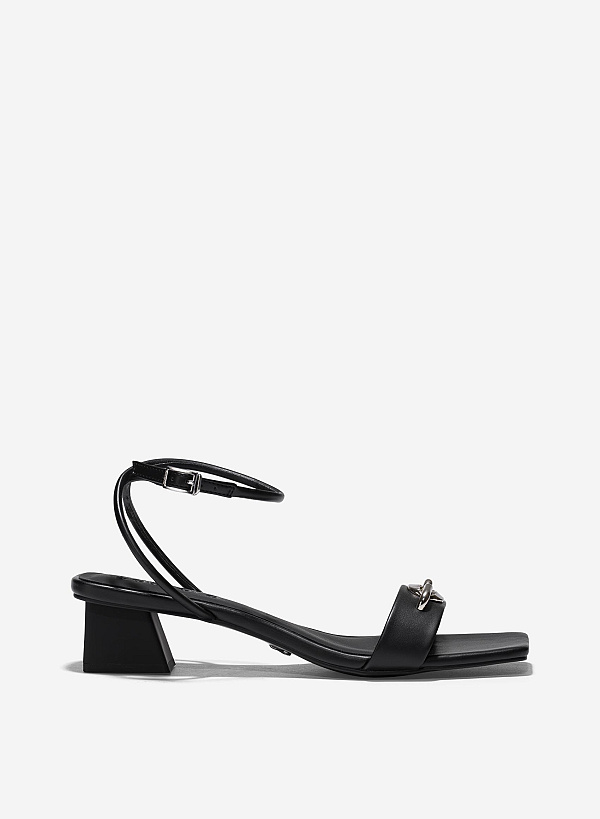 Giày sandals ankle trap nhấn khóa trang trí - SDN 0787 - Màu đen