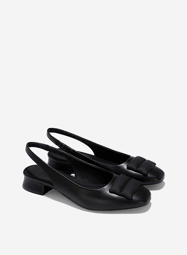 Giày slingback nhấn trang trí - BMN 0649 - Màu đen - VASCARA