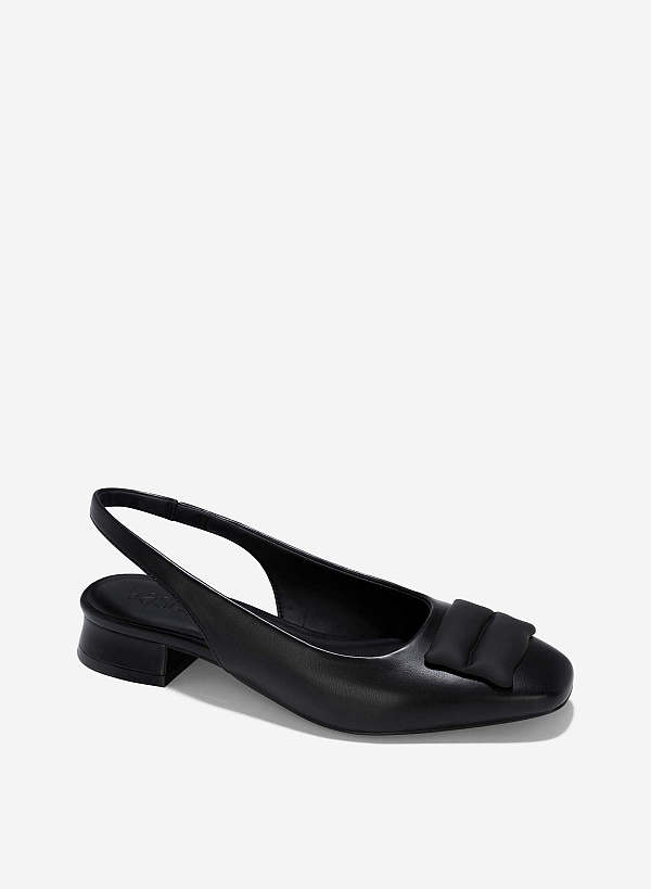 Giày slingback nhấn trang trí - BMN 0649 - Màu đen - VASCARA