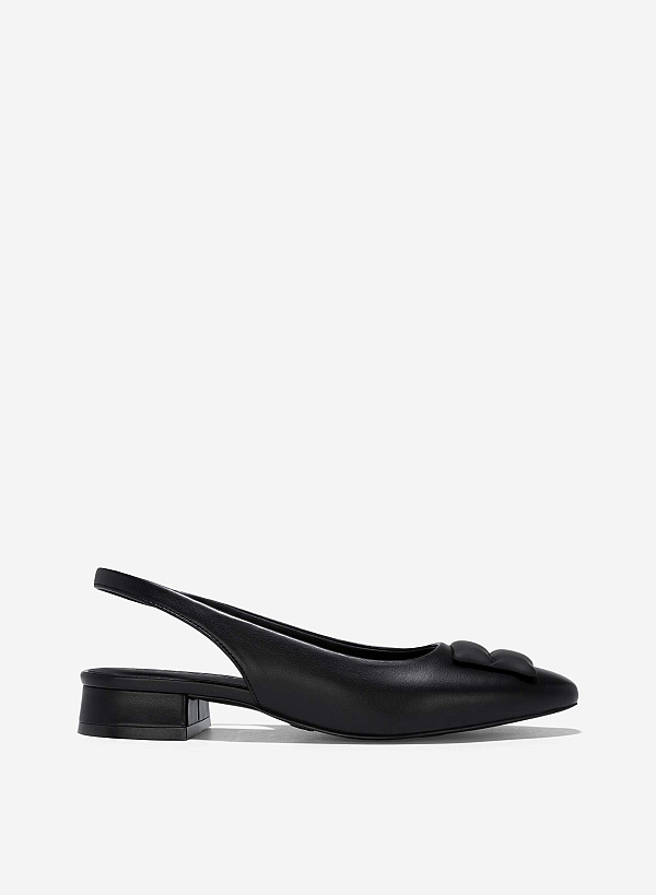 Giày slingback nhấn trang trí - BMN 0649 - Màu đen - VASCARA