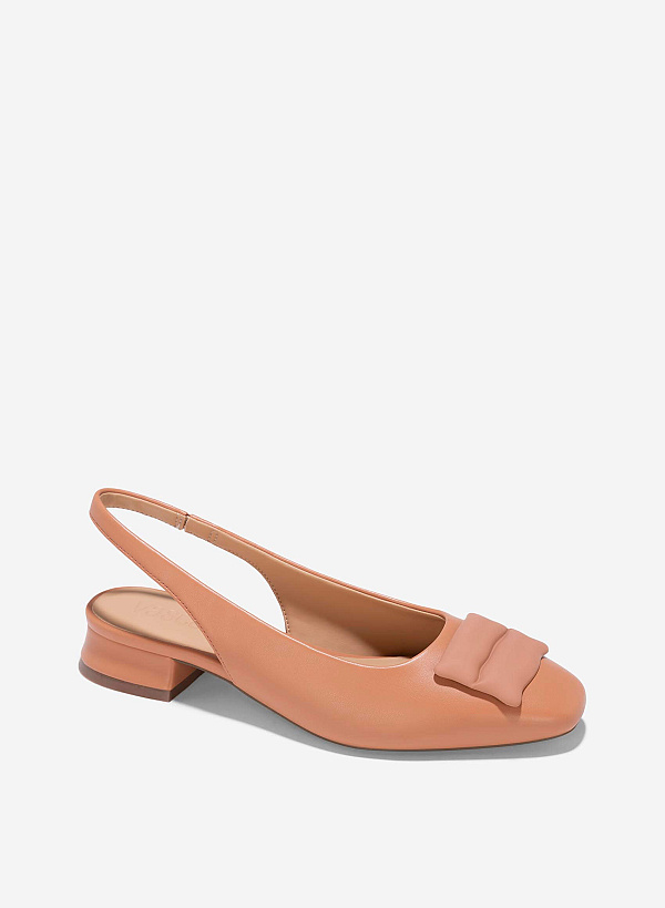 Giày slingback nhấn trang trí - BMN 0649 - Màu nâu sáng - VASCARA