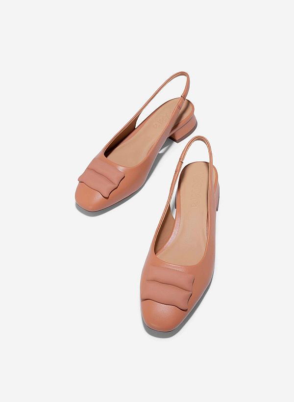 Giày slingback nhấn trang trí - BMN 0649 - Màu nâu sáng - VASCARA