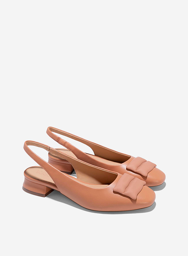 Giày slingback nhấn trang trí - BMN 0649 - Màu nâu sáng - VASCARA