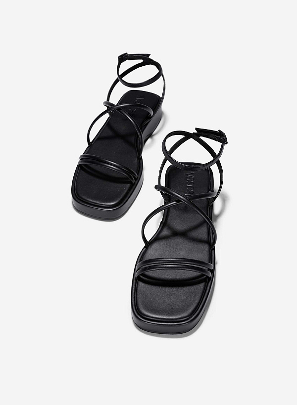 Giày strappy sandal quai ống - SDK 0341 - Màu đen - VASCARA