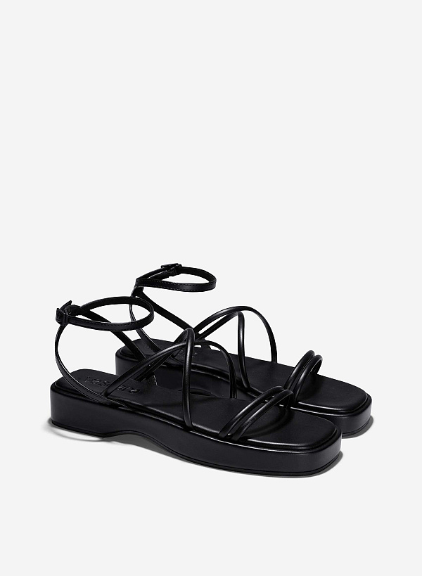 Giày strappy sandal quai ống - SDK 0341 - Màu đen - VASCARA