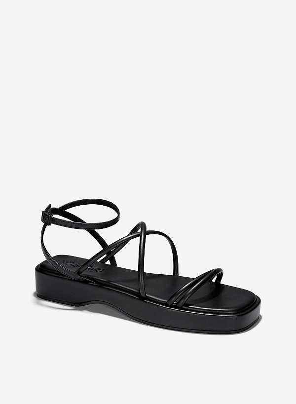 Giày strappy sandal quai ống - SDK 0341 - Màu đen - VASCARA