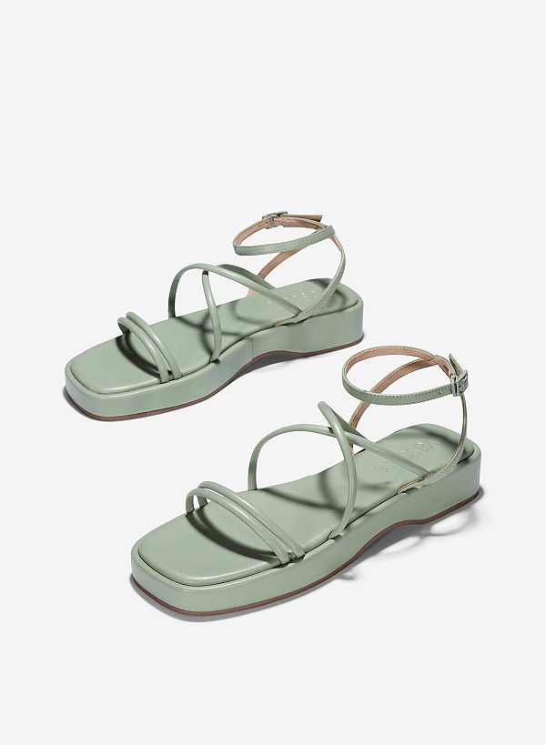 Giày strappy sandal quai ống - SDK 0341 - Màu xanh bạc hà - VASCARA