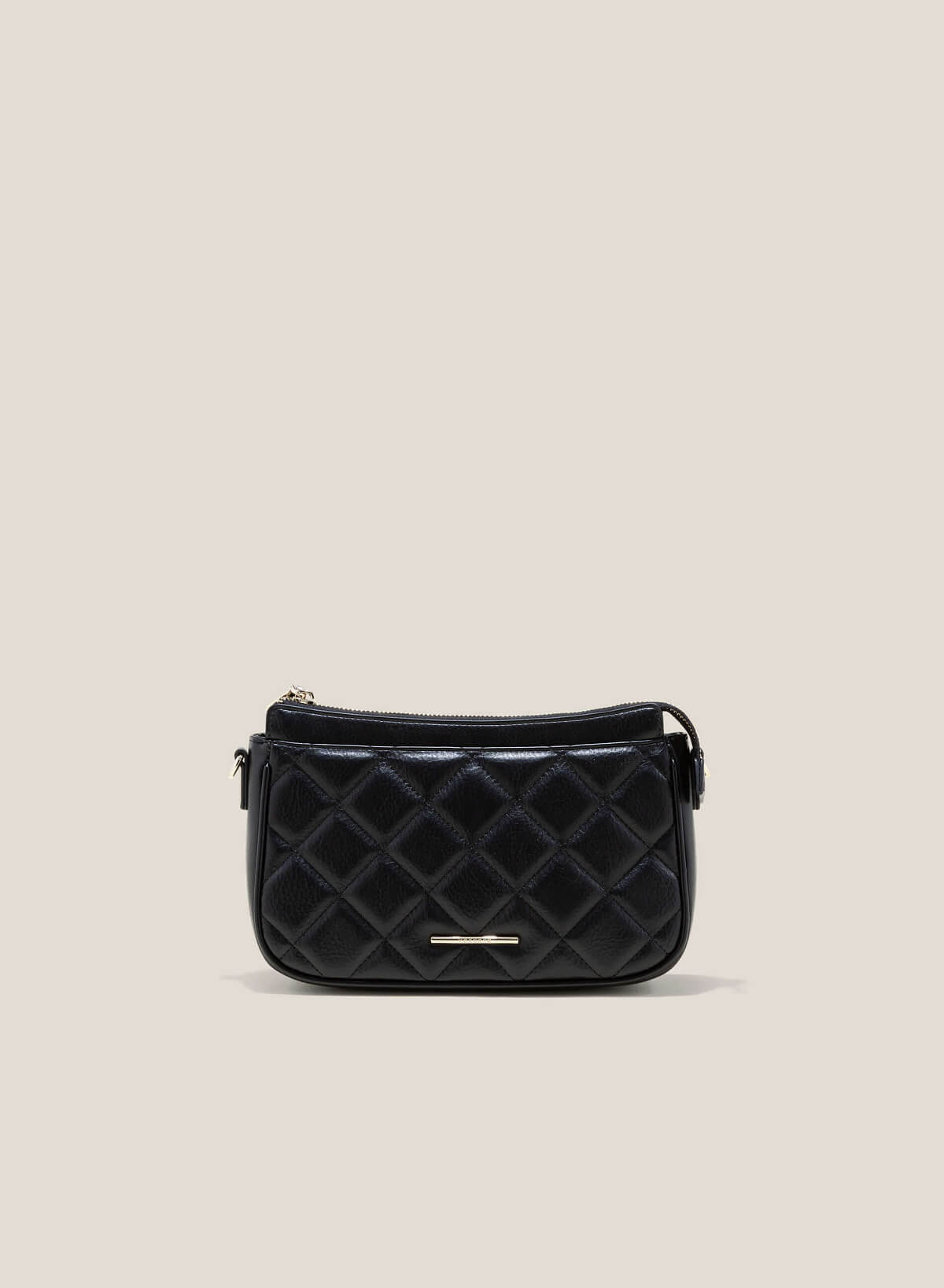Square-Patterned Quilted Crossbody Bag - MES 0213 - Black - VASCARA
