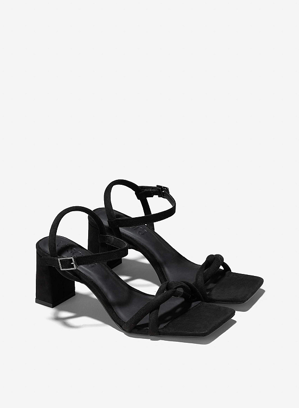Strappy Block Heel Sandals - PUM 0777 - Black - VASCARA