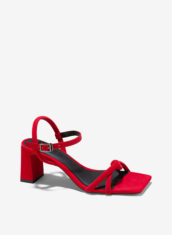Strappy Block Heel Sandals - PUM 0777 - Red - VASCARA