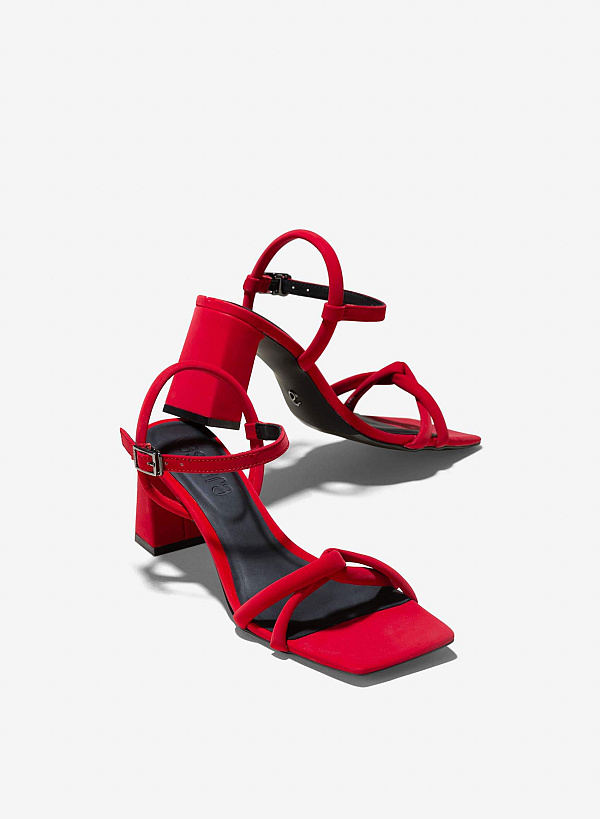 Strappy Block Heel Sandals - PUM 0777 - Red - VASCARA