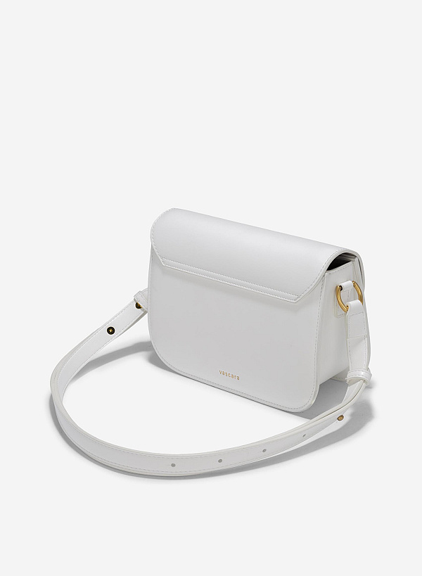 Túi đeo chéo nhấn khóa kiểu kim loại - SHO 0240 - Màu trắng - VASCARA