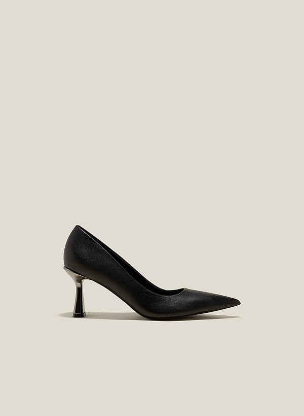 Giày bít spool heel hiệu ứng kim loại - BMN 0599 - Màu đen - VASCARA