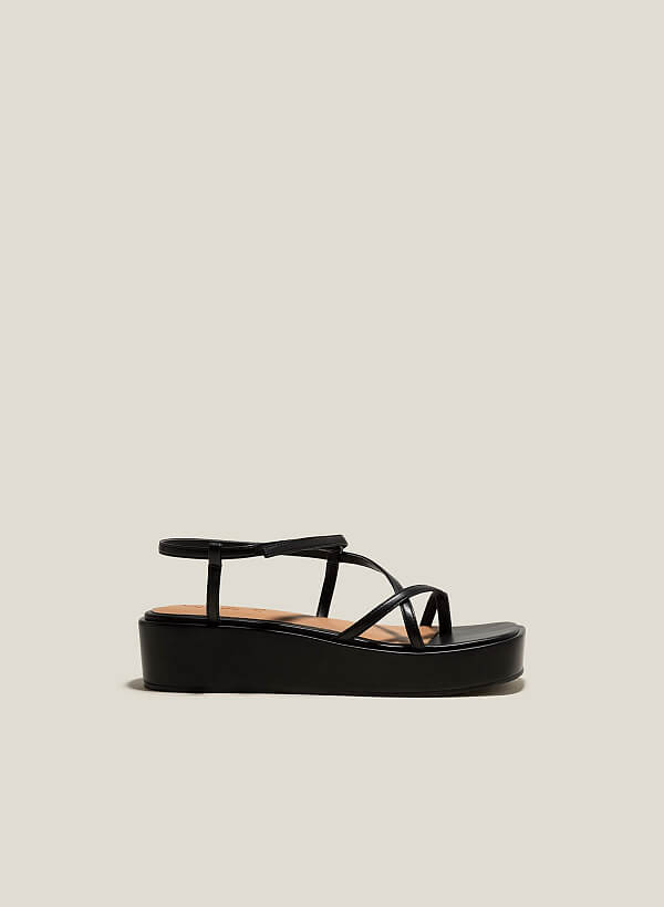Giày sandal platform dây quai mảnh - SDX 0436 - Màu đen