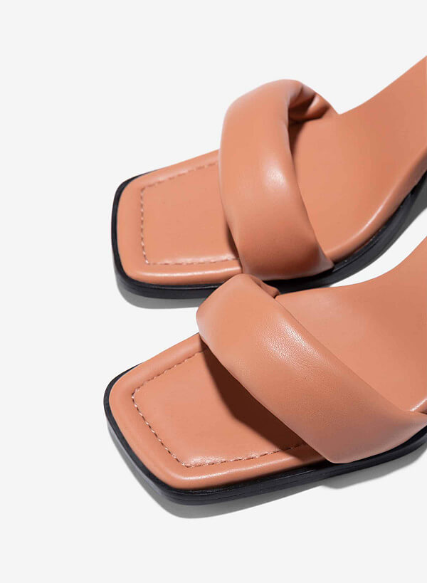 Giày sandals quai phồng block heel - SDN 0775 - Màu nâu sáng - VASCARA