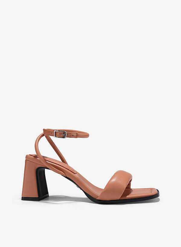 Giày sandals quai phồng block heel - SDN 0775 - Màu nâu sáng