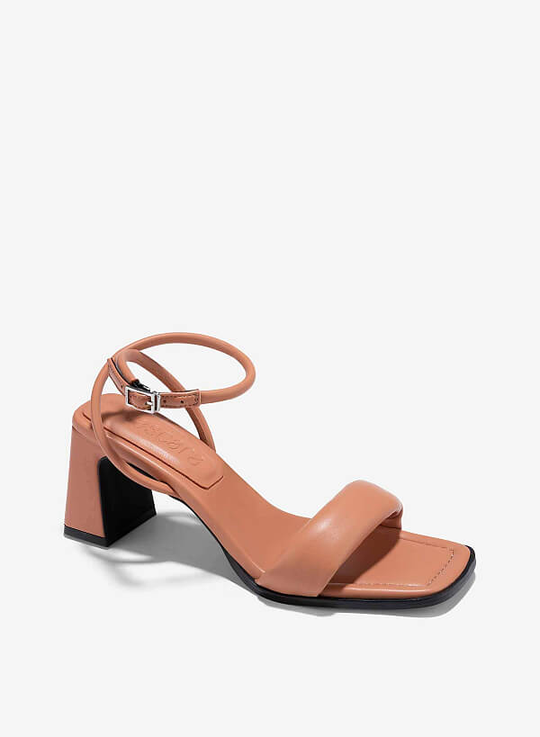 Giày sandals quai phồng block heel - SDN 0775 - Màu nâu sáng - VASCARA