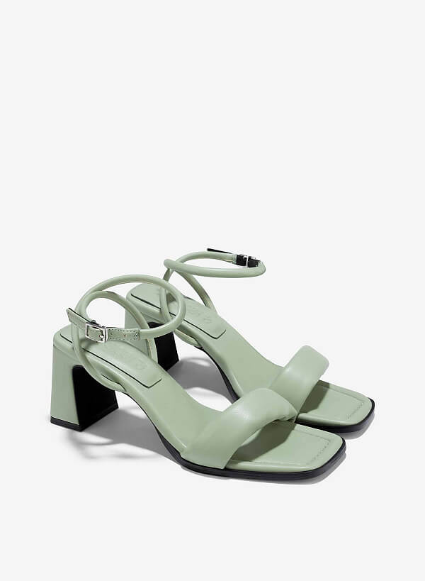 Giày sandals quai phồng block heel - SDN 0775 - Màu xanh bạc hà - VASCARA