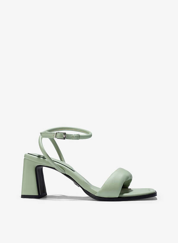 Giày sandals quai phồng block heel - SDN 0775 - Màu xanh bạc hà - VASCARA