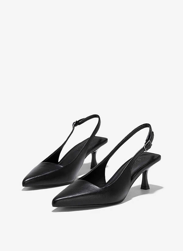 Giày spool heel slingback mũi nhọn - BMN 0652 - Màu đen - VASCARA