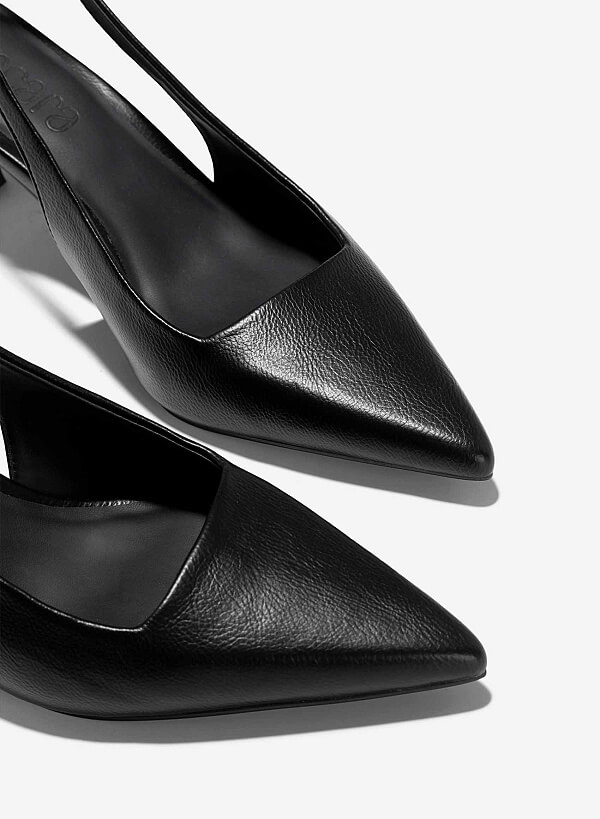 Giày spool heel slingback mũi nhọn - BMN 0652 - Màu đen - VASCARA