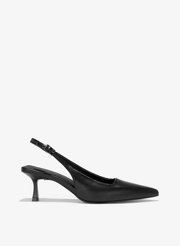 Giày spool heel slingback mũi nhọn - BMN 0652 - Màu đen