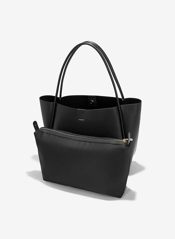 Túi tote oversize monotone quai đôi - TOT 0145 - Màu đen - VASCARA