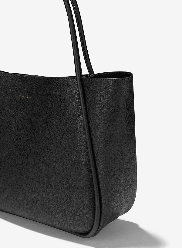 Túi tote oversize monotone quai đôi - TOT 0145 - Màu đen - VASCARA