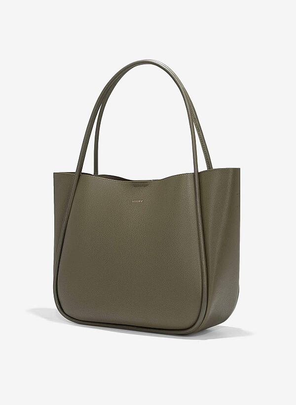 Túi tote oversize monotone quai đôi - TOT 0145 - Màu xanh rêu - VASCARA