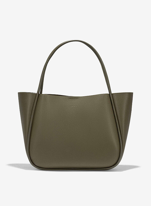 Túi tote oversize monotone quai đôi - TOT 0145 - Màu xanh rêu