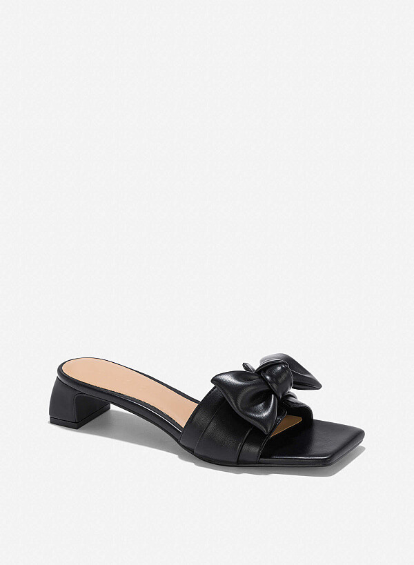 Bow Strap Mules - MUL 0211 - Black - VASCARA