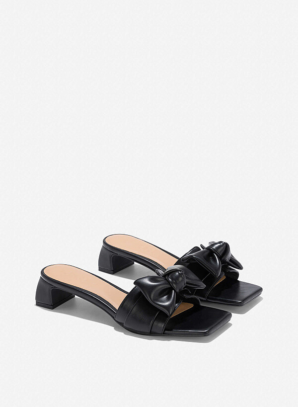Bow Strap Mules - MUL 0211 - Black - VASCARA