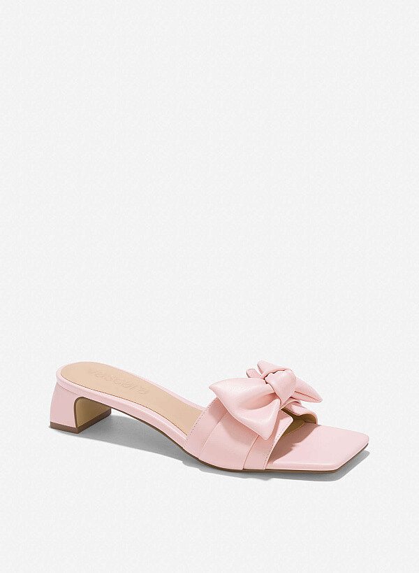 Bow Strap Mules - MUL 0211 - Light Pink - VASCARA