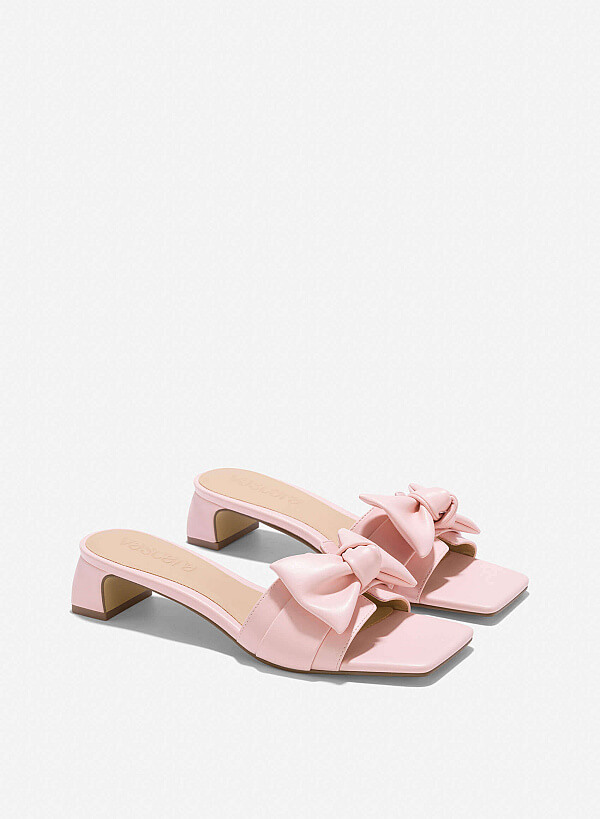 Bow Strap Mules - MUL 0211 - Light Pink - VASCARA