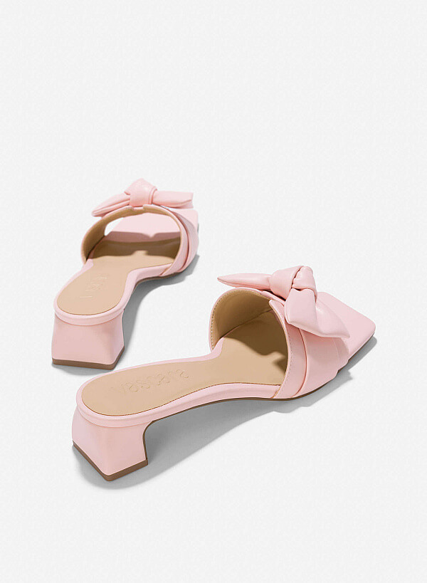 Bow Strap Mules - MUL 0211 - Light Pink - VASCARA