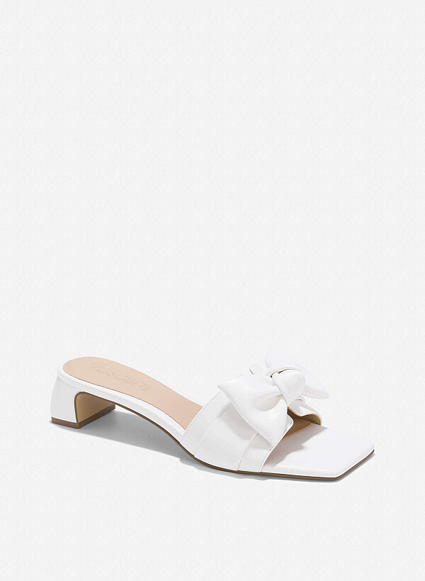 Bow Strap Mules - MUL 0211 - White - VASCARA