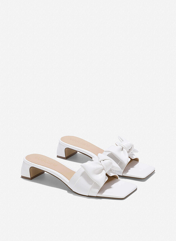 Bow Strap Mules - MUL 0211 - White - VASCARA