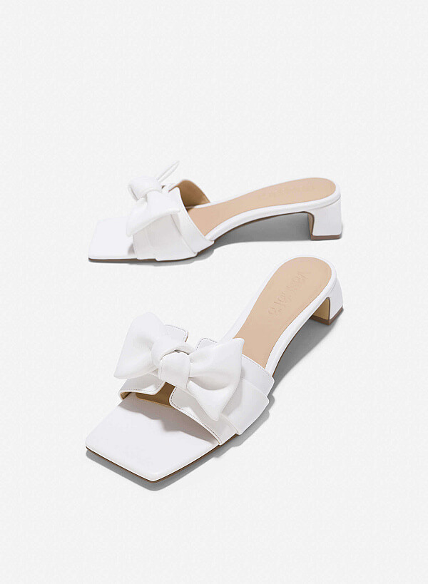 Bow Strap Mules - MUL 0211 - White - VASCARA