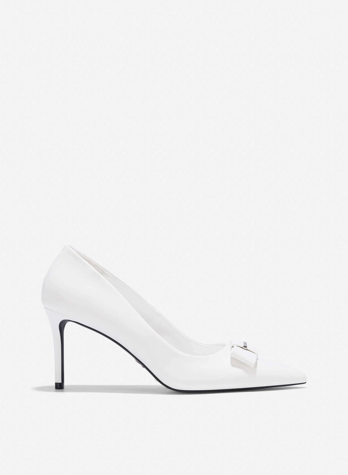 Bow Tie Décor Pointed Toe Pumps - HIG 0681 - White - VASCARA