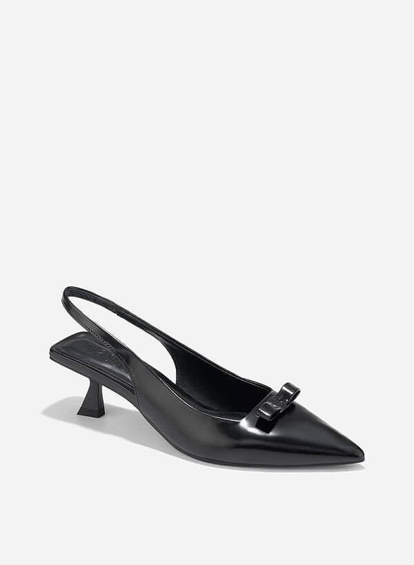Bow Tie Décor Slingback - HIG 0661 - Black - VASCARA