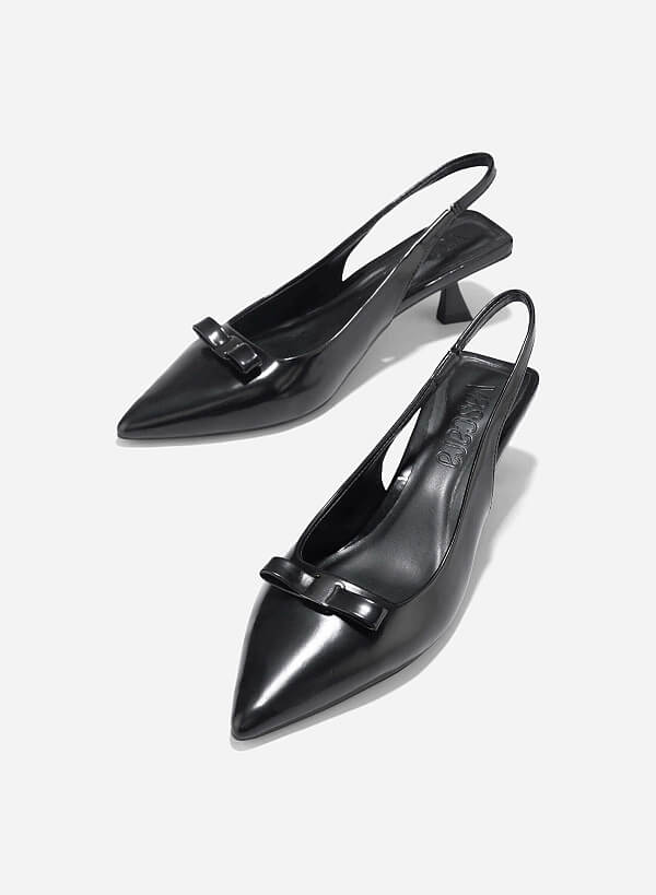 Bow Tie Décor Slingback - HIG 0661 - Black - VASCARA